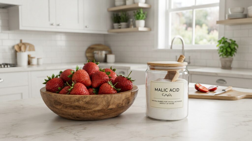 Fresh strawberries representing a natural source of malic acid