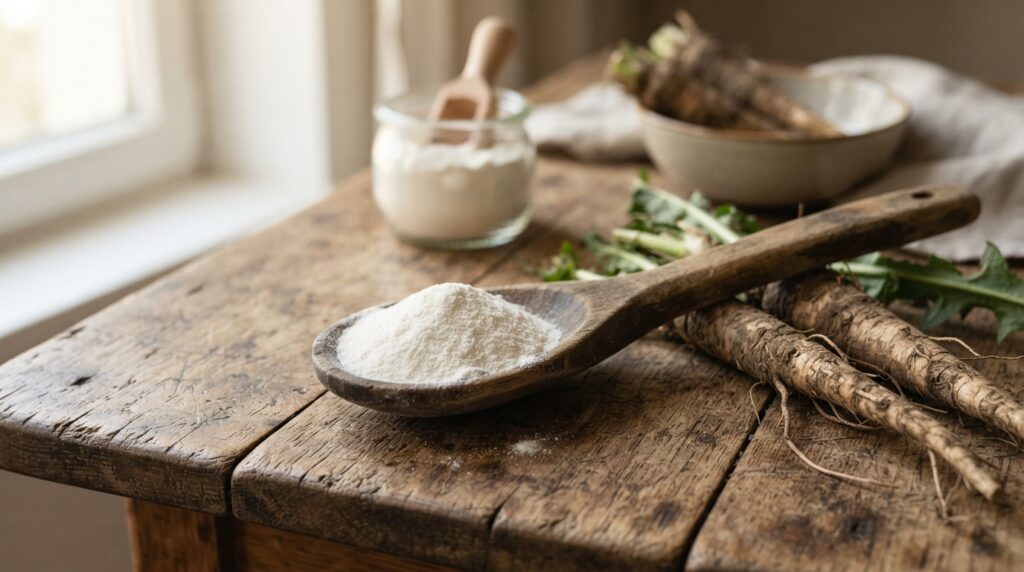Natural inulin prebiotic fiber used to support beneficial bacteria