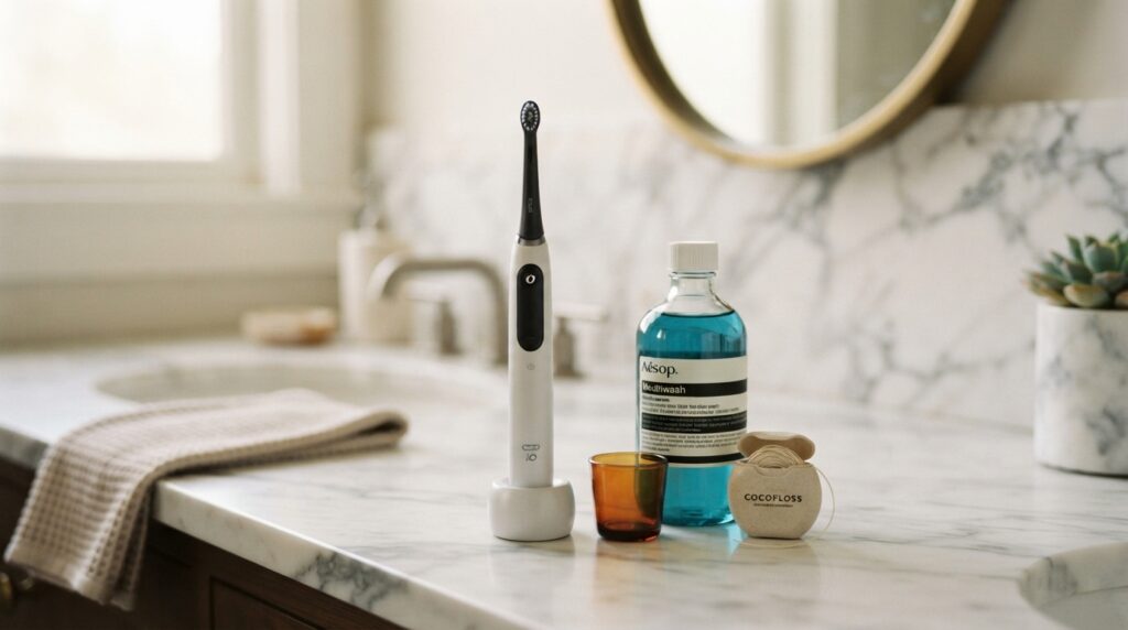 Healthy gums and clean teeth representing balanced oral health