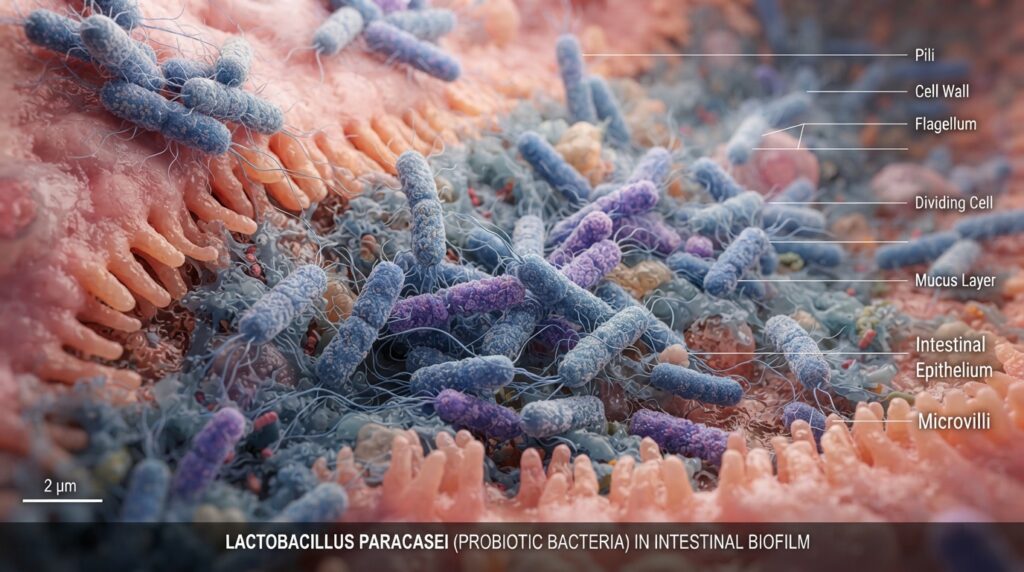 Illustration representing Lactobacillus paracasei probiotic strain